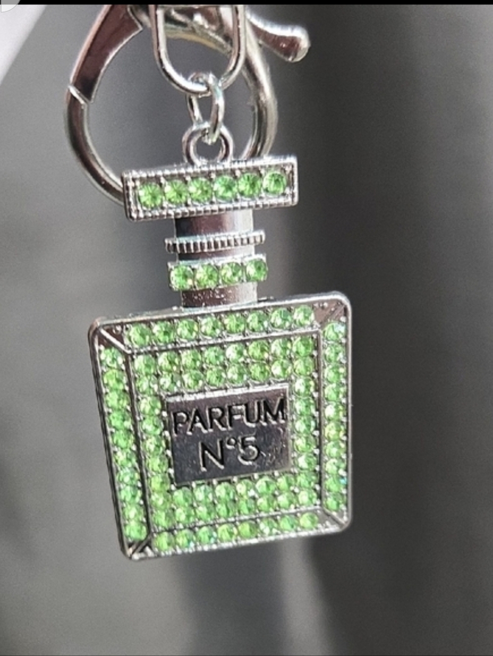 Green Rhinestone Perfume Bottle Keychain Bag Charm